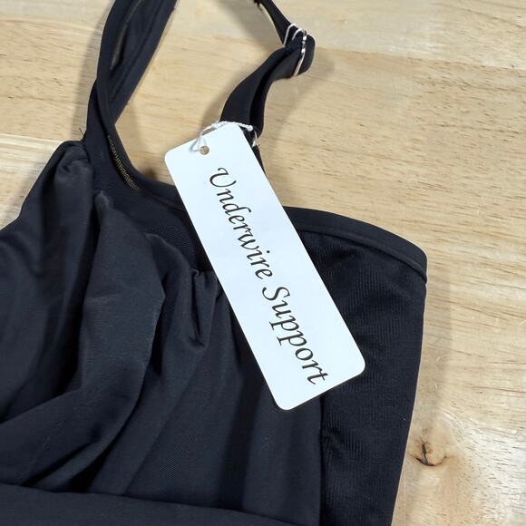 Miraclesuit NWT Solid Black Net Work Madero Underwire One Piece Swimsuit Size 14 - Picture 4 of 13